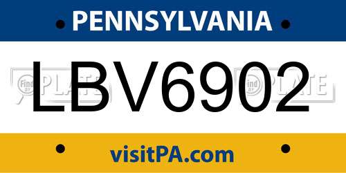 LBV6902 Pennsylvania License Plate