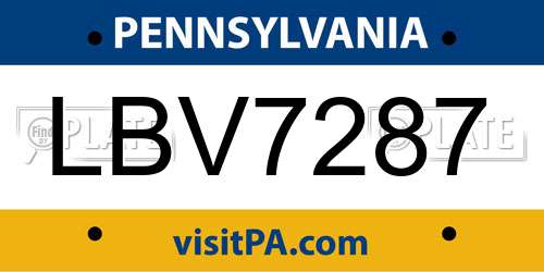 LBV7287 Pennsylvania License Plate