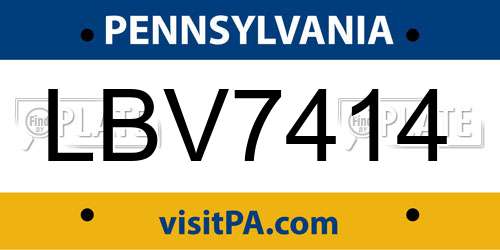 LBV7414 Pennsylvania License Plate