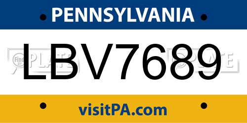 LBV7689 Pennsylvania License Plate