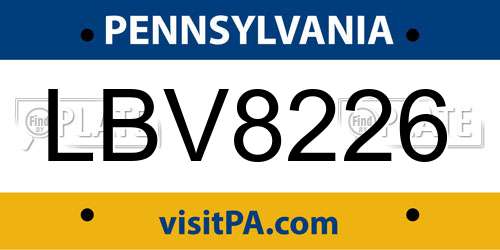 LBV8226 Pennsylvania License Plate