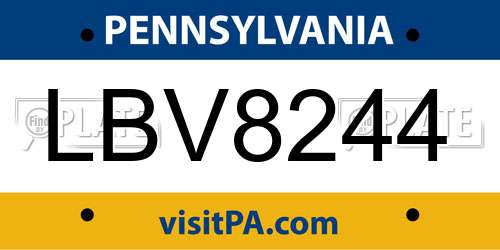 LBV8244 Pennsylvania License Plate