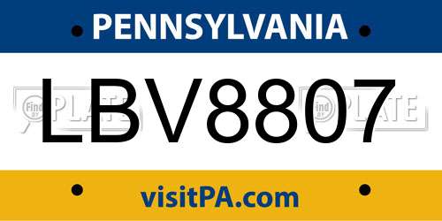 LBV8807 Pennsylvania License Plate