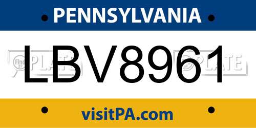 LBV8961 Pennsylvania License Plate
