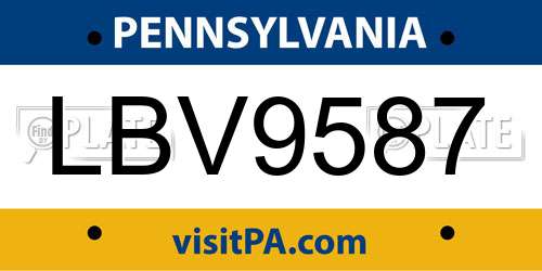 LBV9587 Pennsylvania License Plate