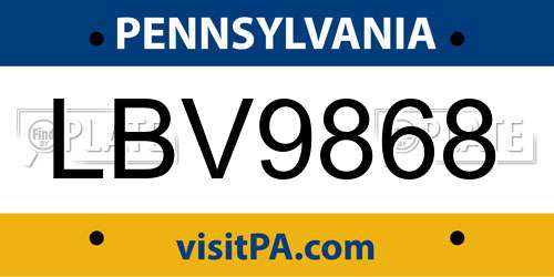 LBV9868 Pennsylvania License Plate