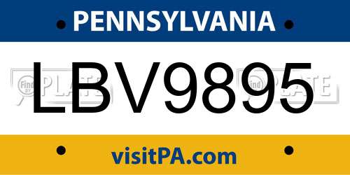 LBV9895 Pennsylvania License Plate