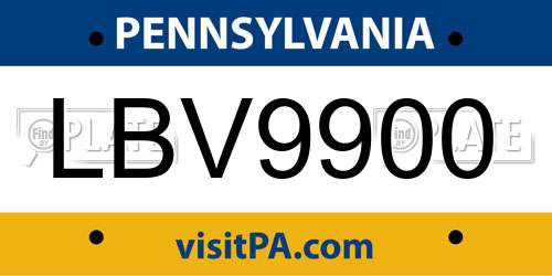 LBV9900 Pennsylvania License Plate