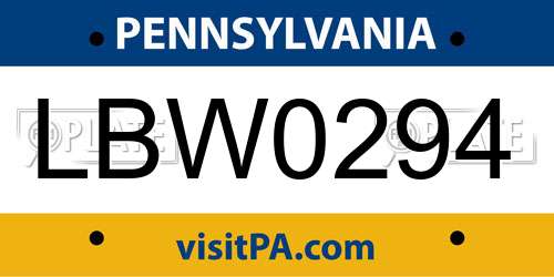 LBW0294 Pennsylvania License Plate