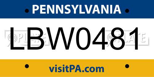LBW0481 Pennsylvania License Plate