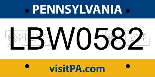 LBW0582 Pennsylvania License Plate