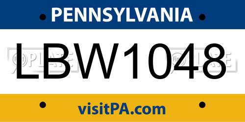 LBW1048 Pennsylvania License Plate