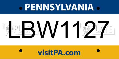 LBW1127 Pennsylvania License Plate