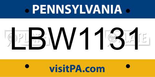 LBW1131 Pennsylvania License Plate