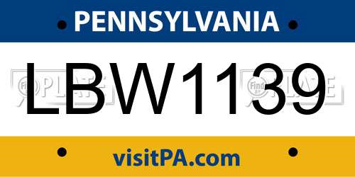LBW1139 Pennsylvania License Plate