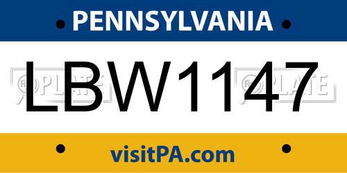 LBW1147 Pennsylvania License Plate