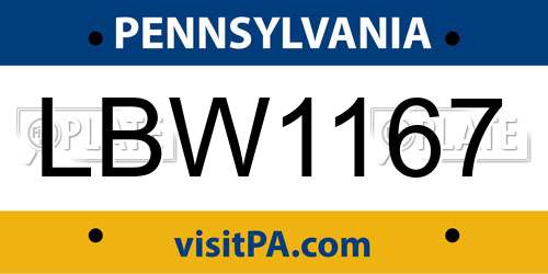 LBW1167 Pennsylvania License Plate