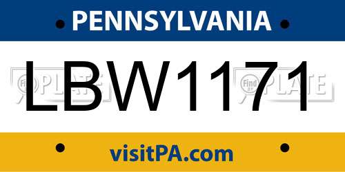 LBW1171 Pennsylvania License Plate