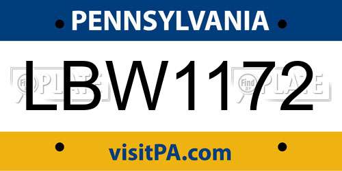 LBW1172 Pennsylvania License Plate