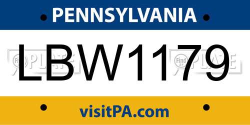 LBW1179 Pennsylvania License Plate