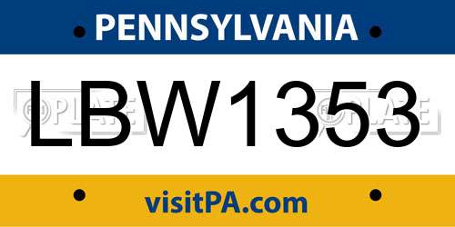 LBW1353 Pennsylvania License Plate