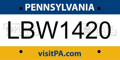 LBW1420 Pennsylvania License Plate