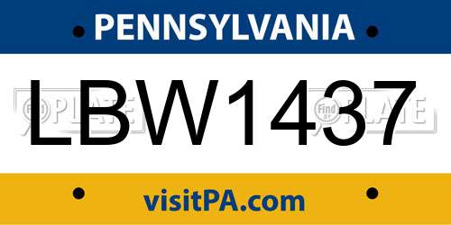 LBW1437 Pennsylvania License Plate