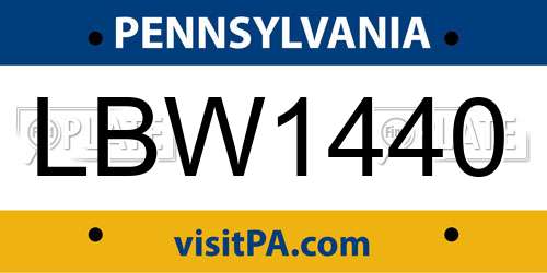 LBW1440 Pennsylvania License Plate