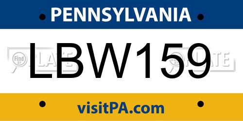 LBW159 Pennsylvania License Plate