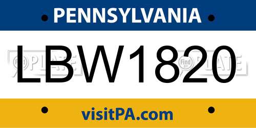 LBW1820 Pennsylvania License Plate