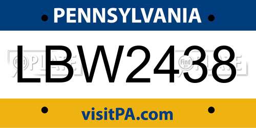 LBW2438 Pennsylvania License Plate