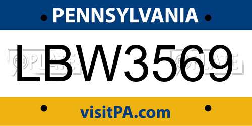LBW3569 Pennsylvania License Plate