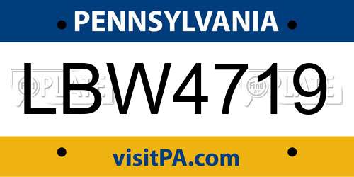 LBW4719 Pennsylvania License Plate