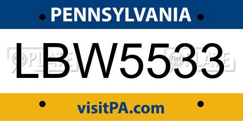 LBW5533 Pennsylvania License Plate