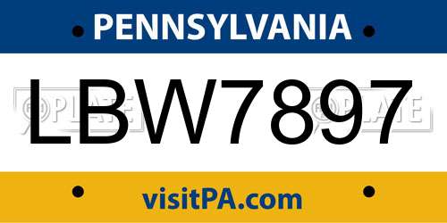 LBW7897 Pennsylvania License Plate
