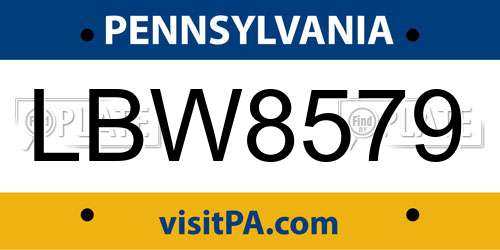 LBW8579 Pennsylvania License Plate