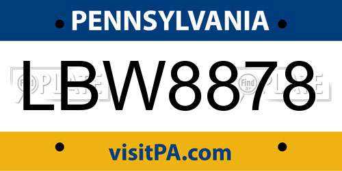 LBW8878 Pennsylvania License Plate