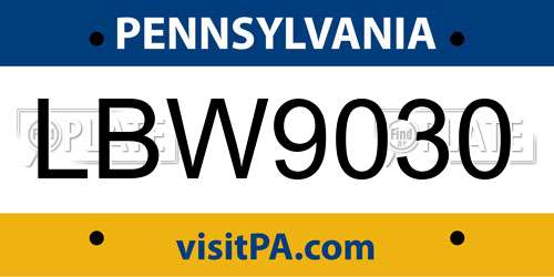LBW9030 Pennsylvania License Plate