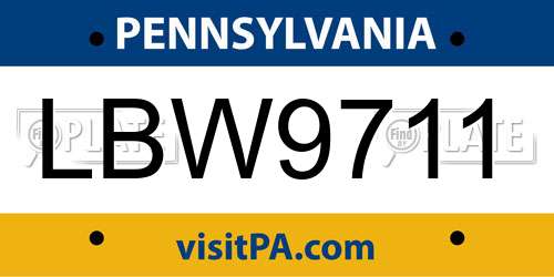 LBW9711 Pennsylvania License Plate