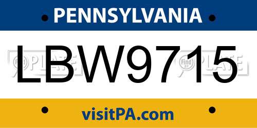 LBW9715 Pennsylvania License Plate