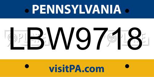 LBW9718 Pennsylvania License Plate