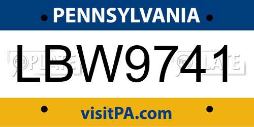 LBW9741 Pennsylvania License Plate