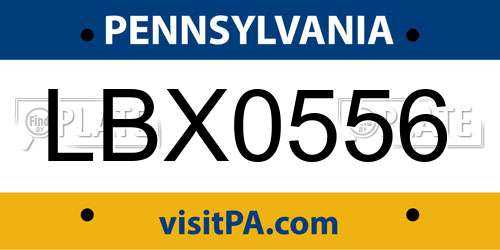 LBX0556 Pennsylvania License Plate