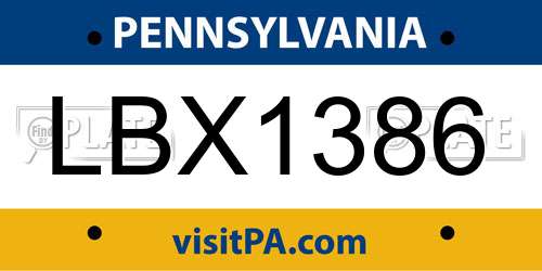 LBX1386 Pennsylvania License Plate