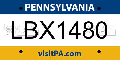 LBX1480 Pennsylvania License Plate