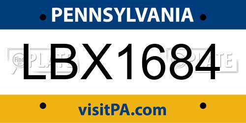 LBX1684 Pennsylvania License Plate