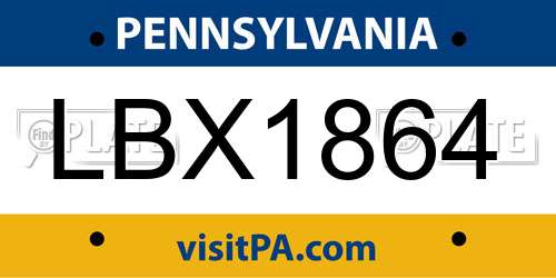 LBX1864 Pennsylvania License Plate