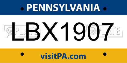 LBX1907 Pennsylvania License Plate