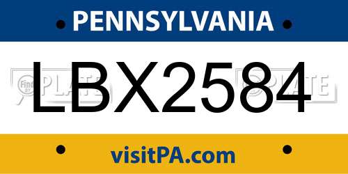 LBX2584 Pennsylvania License Plate