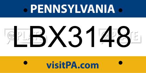 LBX3148 Pennsylvania License Plate